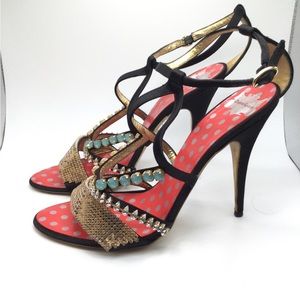 christian lacroix womens heels shoes size 8 polka dots